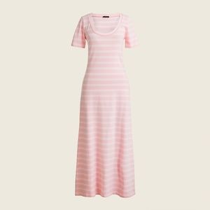 NWT J Crew Knit Midi T-shirt Dress in Millennium Ballerina Soft Pink Stripe S